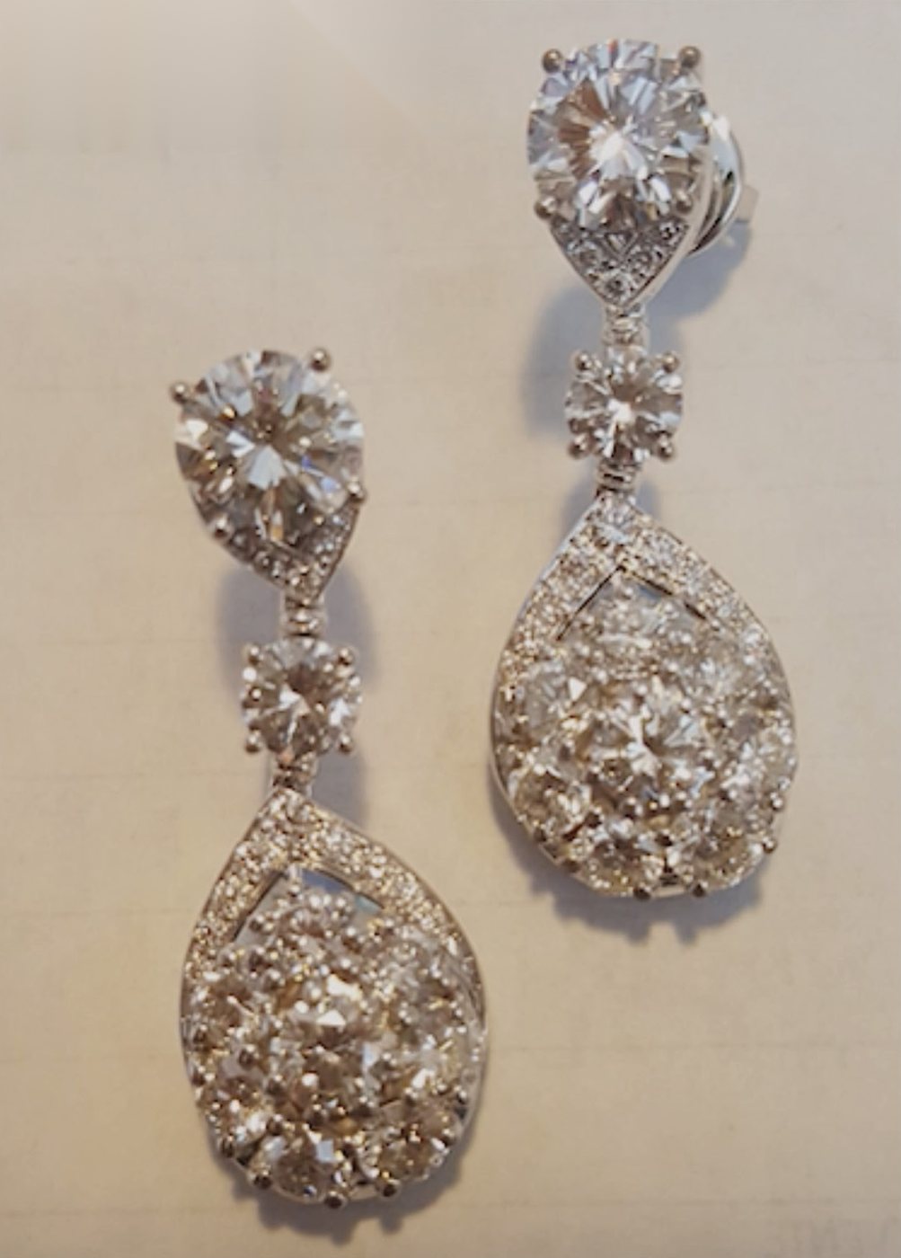 The finished drop earrings